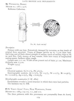 Coghlan, 'Metallurgical reports' 1970: p. 179 1887.1.419 Axe from Dorset collected by George Rolleston