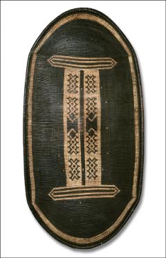Oval basketry shield from the Zande of Sudan collected by John Petherick. 1884.30.33