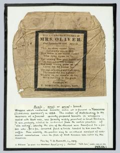 1919.53.1 Biscuit wrapper for the funeral of Mrs. Oliver
