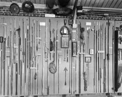 Early photograph of the harpoon displays in the PRM, c. 1890-1900
